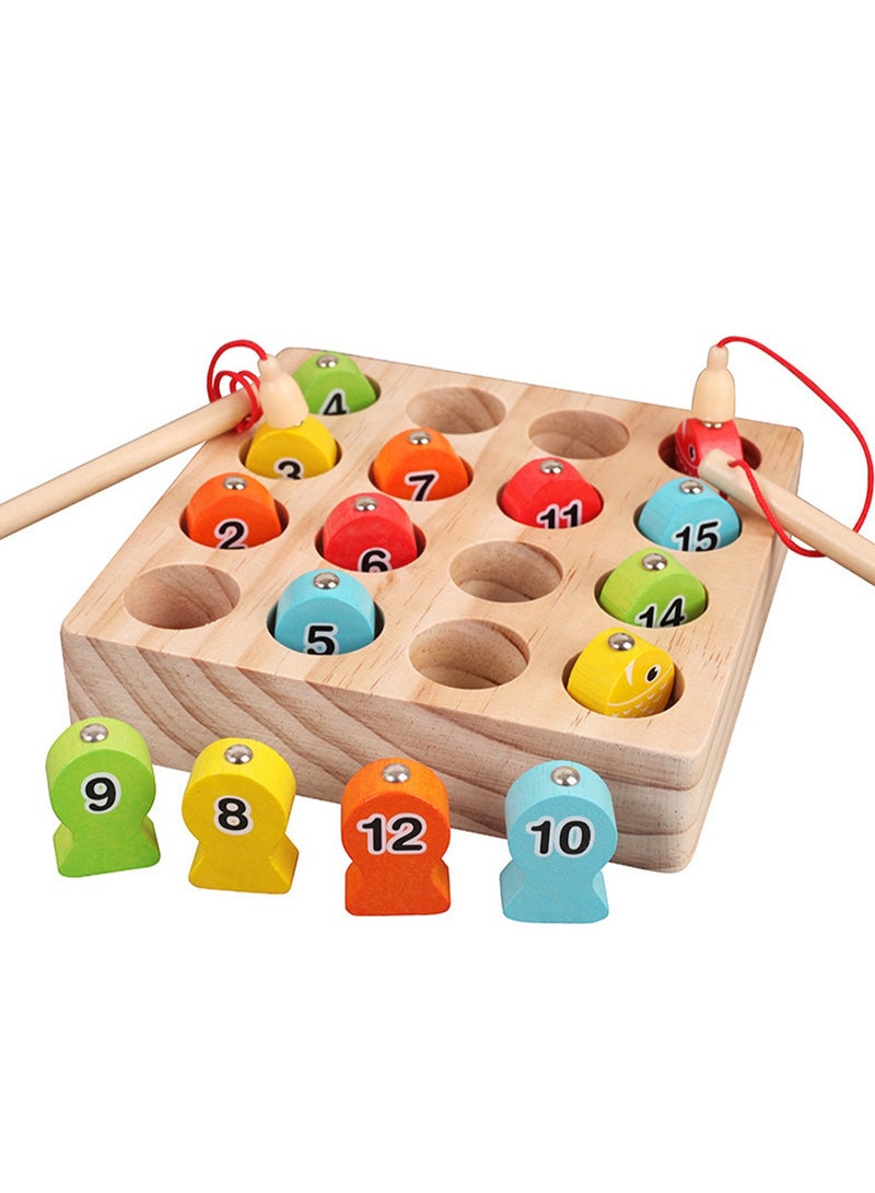 لعبة الصيد المغناطيسية ذات الأرقام الخشبية، لعبة المهارات الحركية الدقيقة لمرحلة ما قبل المدرسة - Image 1